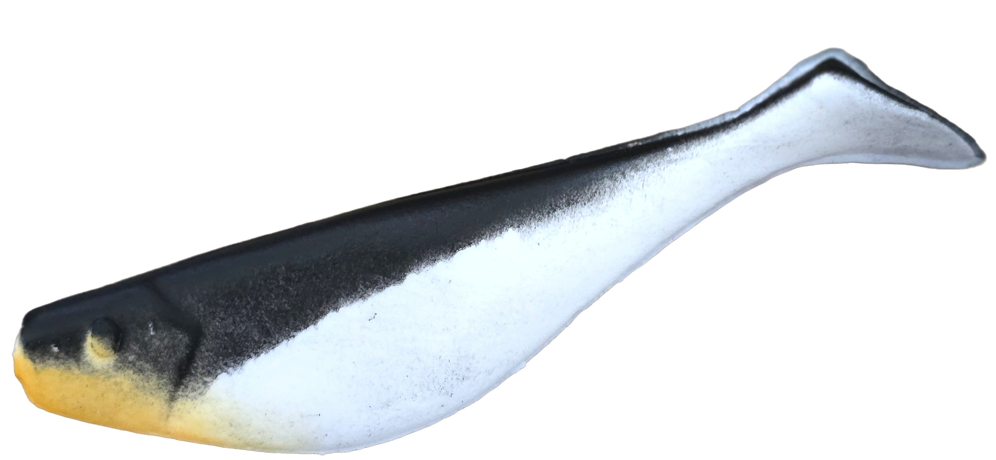 Swim Shad 5" - White / Black w/ Orange Throat